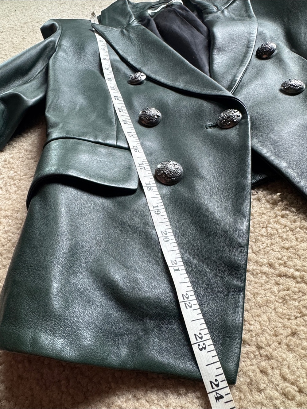 Veronica Beard Cooke Leather Dickey Jacket Dark Green size 6 - Picture 16 of 17